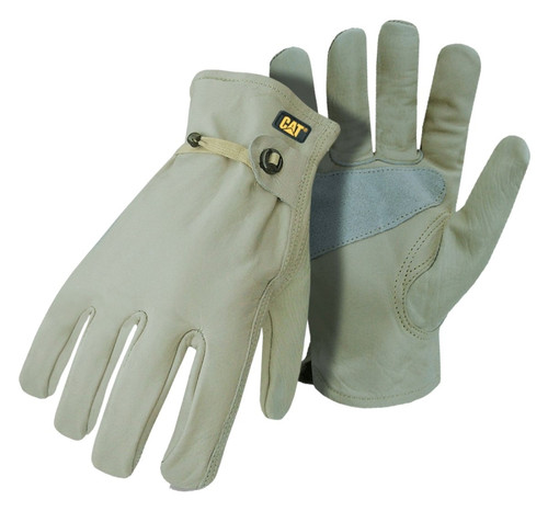 Cat CAT012110L Driver Gloves, Men's, L, Keystone Thumb, Ball and Tape Cuff, Cowhide Leather, Tan [SKU: ORG1997832]