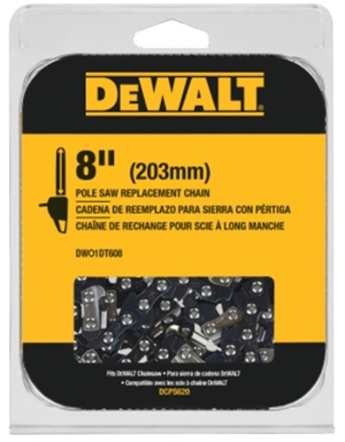 DeWALT DWO1DT608 Pole Saw Chain, Low-Vibration Chain, 8 in L Bar, 3/8 in TPI/Pitch, 34-Link [SKU: ORG7411606]