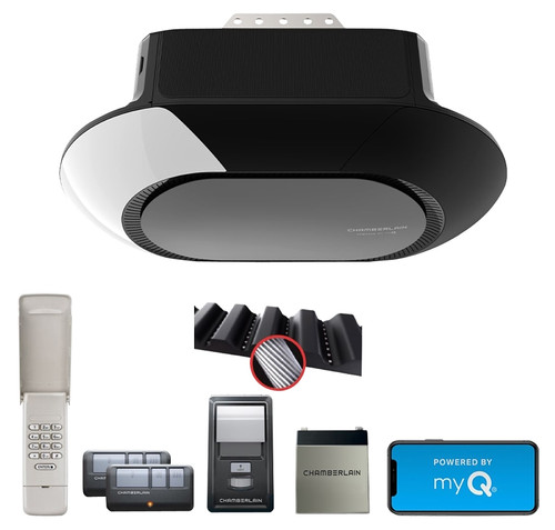 Chamberlain B4613T Garage Door Opener, Battery, Belt Drive, OS: myQ and Security+ 2.0, Black [SKU: ORG7422249]