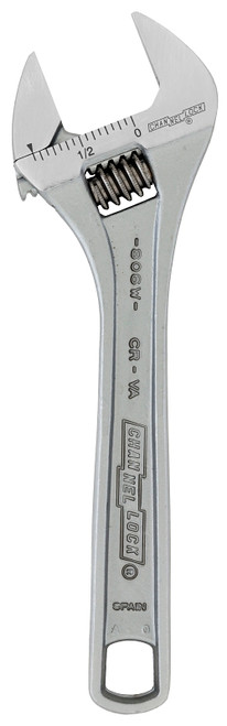 CHANNELLOCK WIDEAZZ Series 806W Adjustable Wrench, 6-1/4 in OAL, 0.94 in Jaw, Steel, Chrome, Plain-Grip Handle [SKU: ORG7174303]