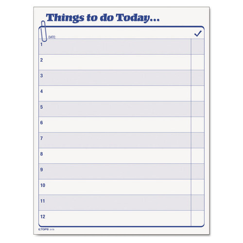 Things To Do Today" Daily Agenda Pad, One-Part (No Copies), 8.5 x 11, 100 Forms Total [SKU: TOP2170]
