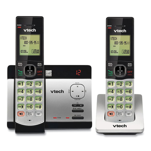 CS5129-2 Two-Handset Cordless Telephone System, DECT 6.0, Silver/Black [SKU: VTECS51292]