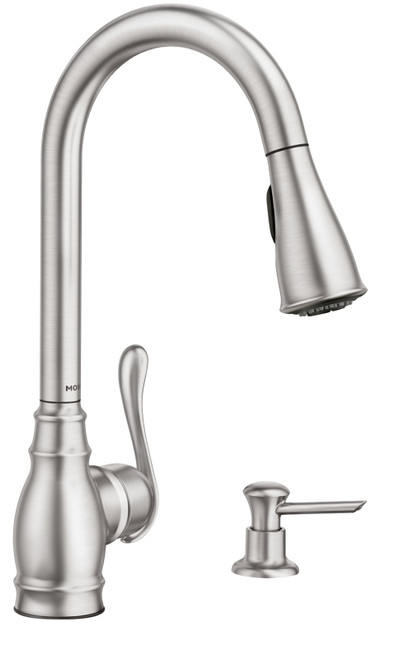 Moen Anabelle Series CA87003 Pull-Down Kitchen Faucet, 1.5 gpm, 1-Faucet Handle, 1-Faucet Hole, Metal, Chrome Plated [SKU: ORG1924372]