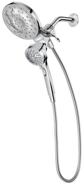 Moen 26009 Hand Shower and Rain Shower Combo, 1/2 in Connection, IPS, 2.5 gpm, 6-Spray Function, Chrome, 6-1/2 in Dia [SKU: ORG9566365]