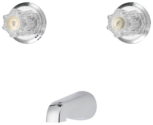Boston Harbor GU-TQOB015CP Tub Faucet, 2-Faucet Handle, Round Handle, Metal/Plastic, Wall Mounting, Plastic Tub Spout [SKU: ORG0350231]