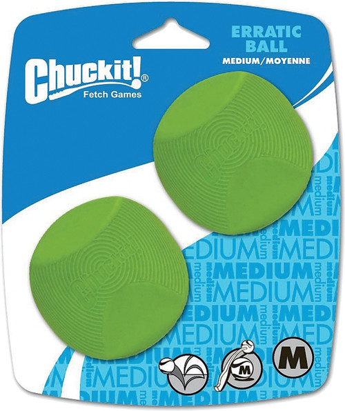 Chuckit! 20120 Dog Toy, M, Erratic, Natural Rubber, Green [SKU: ORG0394114]