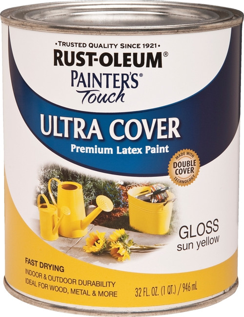 Painter's Touch Ultra Cover 1945502 Interior Paint, Gloss, Sun Yellow, 1 qt, Can, Resists: Chip, Fade, Water Base [SKU: ORG5208947]