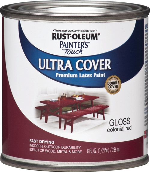 Painter's Touch Ultra Cover 1964730 Interior Paint, Gloss, Colonial Red, 0.5 pt, Can, Resists: Chip, Fade, Water Base [SKU: ORG5691571]