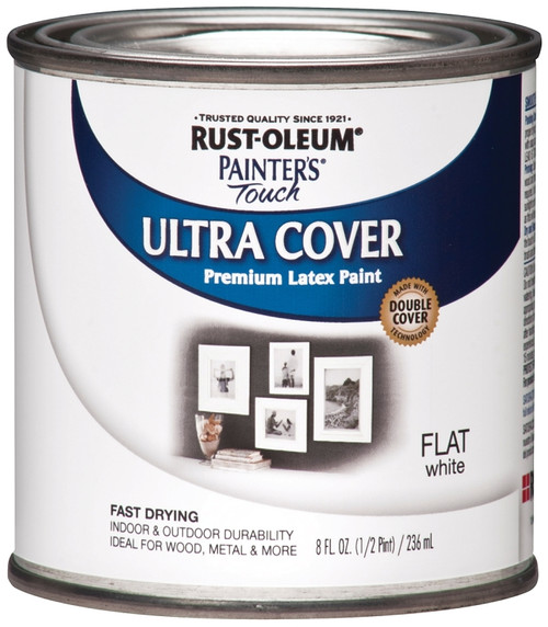 Painter's Touch Ultra Cover 1990730 Interior Paint, Flat, White, 0.5 pt, Can, Resists: Chip, Fade, Water Base [SKU: ORG6183115]