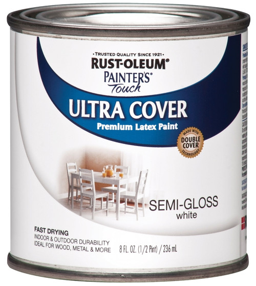 Painter's Touch Ultra Cover 1993730 Interior Paint, Semi-Gloss, White, 0.5 pt, Can, Resists: Chip, Fade, Water Base [SKU: ORG6257414]