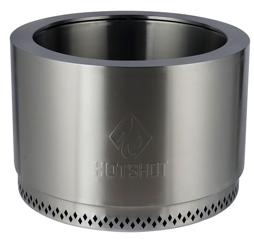 GHP Group Inc 52396 Fire Pit, 25 in OAW, 25 in OAD, 17 in OAH, Cylinder, Manual Ignition Ignition, Stainless Steel [SKU: ORG5636675]