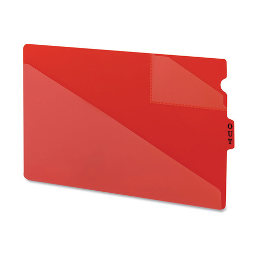 End Tab Poly Out Guides, Two-Pocket Style, 1/3-Cut End Tab, Out, 8.5 x 14, Red, 50/Box [SKU: SMD61970]