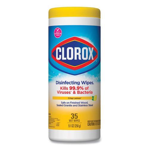 Disinfecting Wipes, 7 x 8, Crisp Lemon, 35/Canister [SKU: CLO01594EA]