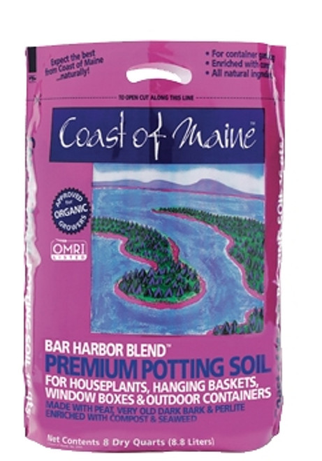 Coast of Maine 1SB8C Bar Harbor Blend Premium Potting Soil, Dark Brown, 8 qt Bag [SKU: ORG2489268]