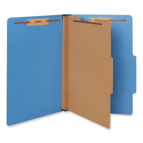 Bright Colored Pressboard Classification Folders, 2" Expansion, 1 Divider, 4 Fasteners, Legal Size, Cobalt Blue, 10/Box [SKU: UNV10211]