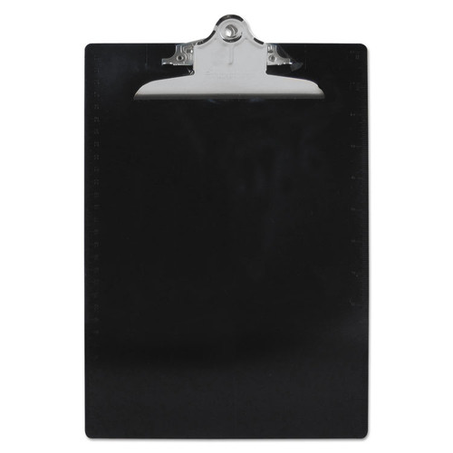 Recycled Plastic Clipboard with Ruler Edge, 1" Clip Capacity, Holds 8.5 x 11 Sheets, Black [SKU: SAU21603]