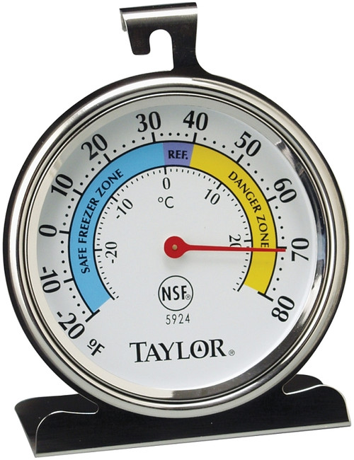 Taylor 5924 Fridge/Freezer Thermometer,-20 to 80 deg F, Analog Display, White [SKU: ORG6257877]