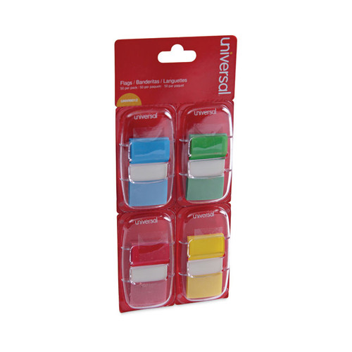 Deluxe Pop-Up Page Flags, 1 x 1.75, Four Assorted Colors, 50 Flags/Dispenser, 4 Dispensers/Pack [SKU: UNV99012]