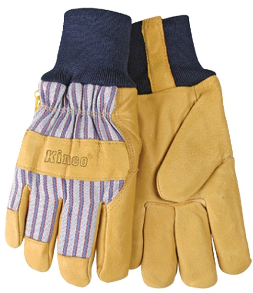 Heatkeep 1927KW-L Protective Gloves, Men's, L, Wing Thumb, Knit Wrist Cuff, Blue/Tan [SKU: ORG8633919]