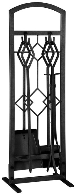 Simple Spaces CPO61147NN3L Fireplace Tool Set, Tools with Stand, Steel, Natural, Powder Coated, 5-Piece [SKU: ORG0289769]
