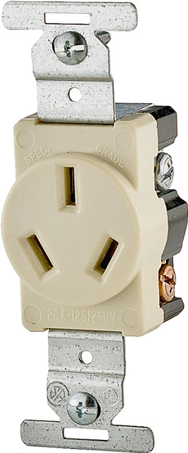 Eaton Cooper Wiring 805 805V-BOX Power Receptacle, 3 -Pole, 125/250 V, 20 A, NEMA: NEMA 10-20R, Ivory [SKU: ORG4170684]