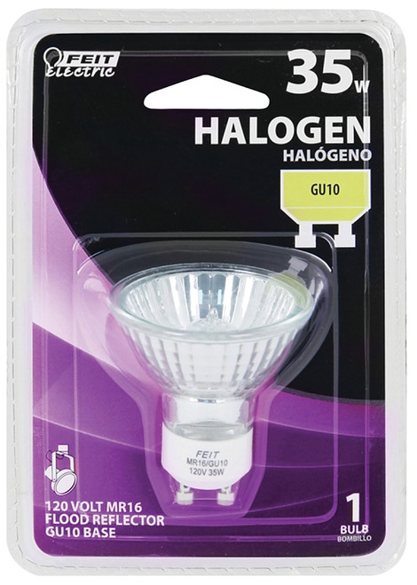 Feit Electric BPQ35MR16/GU10 Halogen Bulb, 35 W, GU10 Lamp Base, MR16 Lamp, 3000 K Color Temp, 2000 hr Average Life [SKU: ORG3060522]