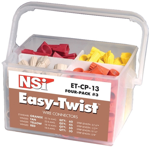 NSI Easy-Twist ET-CP-13 Wire Connector, Thermoplastic Housing Material, Orange/Red/Tan/Yellow [SKU: ORG9770850]
