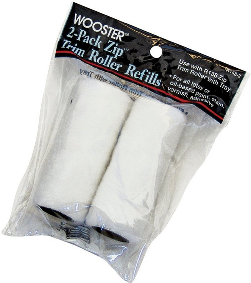 WOOSTER ZIP R148-3 Mini Trim Roller Refill, 3/16 in Thick Nap, 3 in L, Fabric Cover [SKU: ORG1317999]