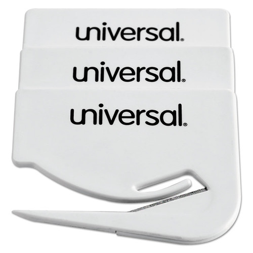 Letter Slitter Hand Letter Opener with Concealed Blade, 2.5", White, 3/Pack [SKU: UNV31803]