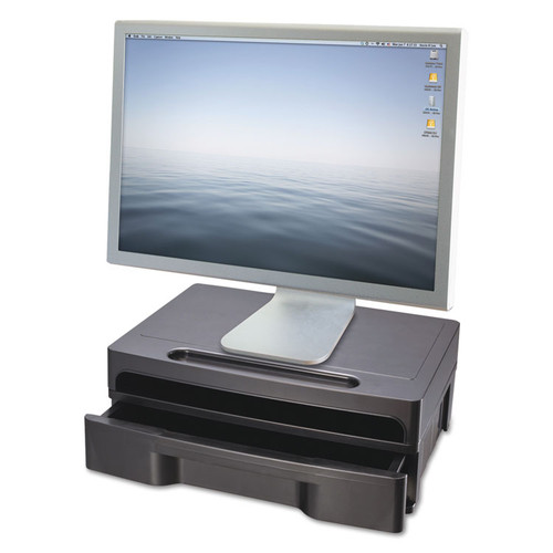 Monitor Stand with Drawer, 13.13" x 9.88" x 5", Black, Supports 40 lbs [SKU: OIC22502]