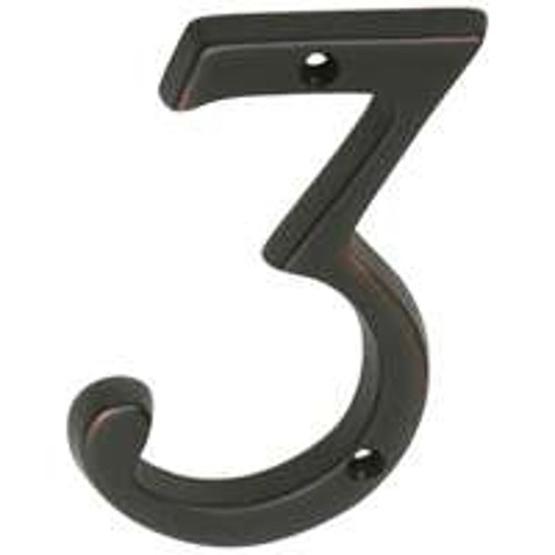 Schlage SC2-3036-716 House Number, Character: 3, 4 in H Character, Bronze Character, Solid Brass [SKU: ORG3769288]