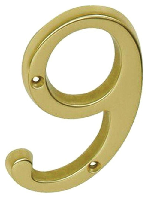 Schlage SC2-3096-605 #9 House Number, Character: 9, 4 in H Character, Brass Character, Brass [SKU: ORG6716781]