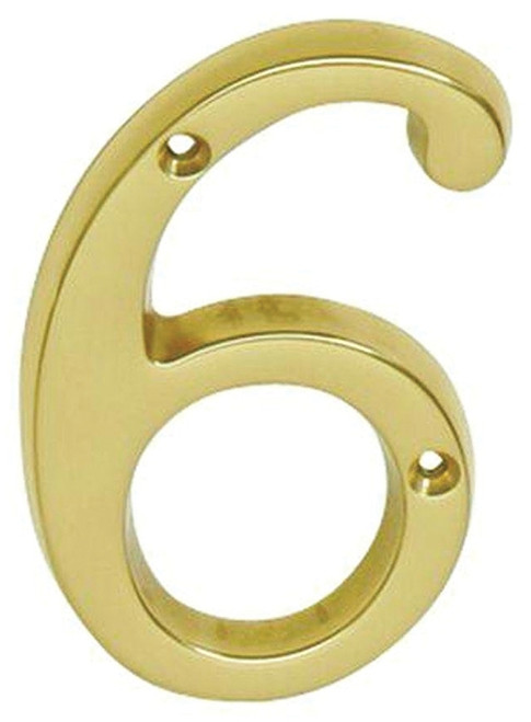 Schlage SC2-3066-605 #6 House Number, Character: 6, 4 in H Character, Brass Character, Solid Brass [SKU: ORG6717003]
