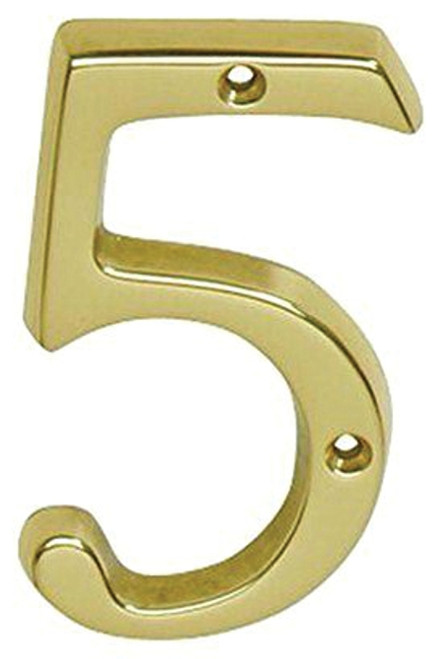 Schlage SC2-3056-605 #5 House Number, Character: 5, 4 in H Character, Brass Character, Brass [SKU: ORG6717011]