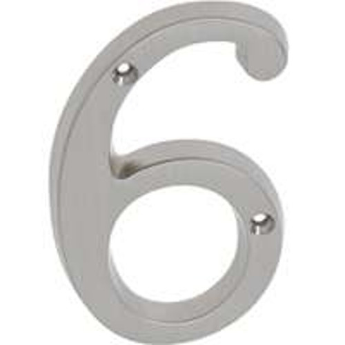Schlage SC2-3066-619 House Number, Character: 6, 4 in H Character, Nickel Character, Solid Brass [SKU: ORG6758817]