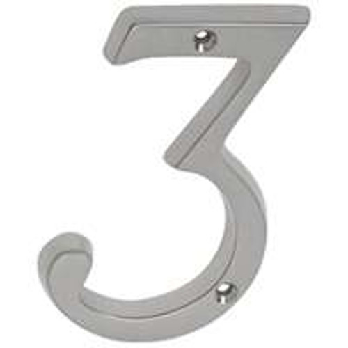 Schlage SC2-3036-619 House Number, Character: 3, 4 in H Character, Nickel Character, Brass [SKU: ORG9391285]