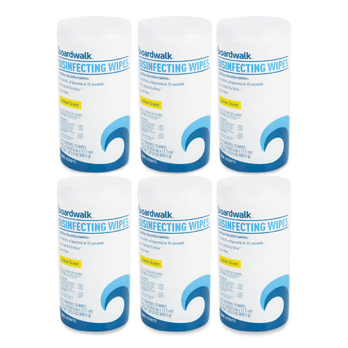 Disinfecting Wipes, 7 x 8, Lemon Scent, 75/Canister, 6 Canisters/Carton [SKU: BWK455W75]