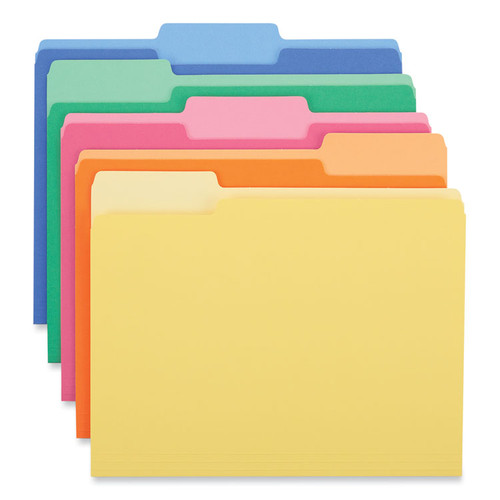 Deluxe Heavyweight File Folders, 1/3-Cut Tabs: Assorted, Letter Size, 0.75" Expansion, Assorted Colors, 50/Box [SKU: UNV16466]