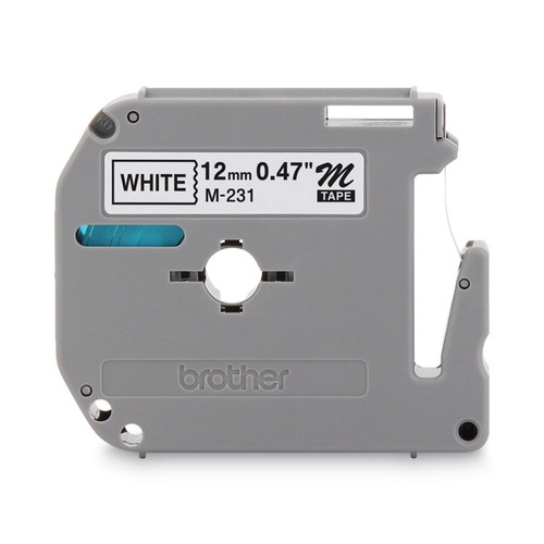 M Series Tape Cartridge for P-Touch Labelers, 0.47" x 26.2 ft, Black on White [SKU: BRTM231]