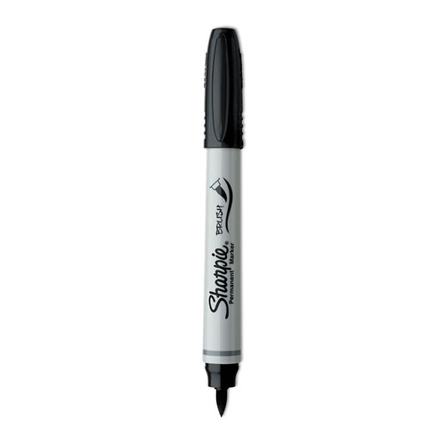 Brush Tip Permanent Marker, Medium Brush Tip, Black, Dozen [SKU: SAN1810705]