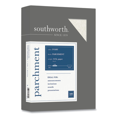 Parchment Specialty Paper, 24 lb Bond Weight, 8.5 x 11, Ivory, 500/Ream [SKU: SOU984C]