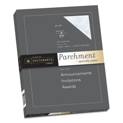 Parchment Specialty Paper, 24 lb Bond Weight, 8.5 x 11, Blue, 100/Pack [SKU: SOUP964CK336]