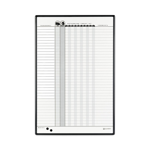 Magnetic Employee In/Out Board, Porcelain, 24 x 36, Gray/Black Aluminum Frame [SKU: QRT783G]