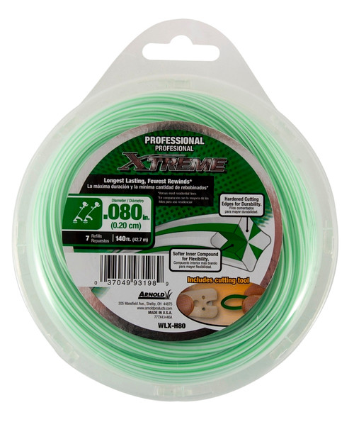 Arnold Xtreme Professional WLX-H80 Trimmer Line, 0.08 in Dia, 140 ft L, Monofilament [SKU: ORG0396739]