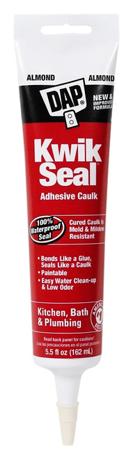 DAP 18013 Adhesive Caulk, Almond, 36 hr Curing, -20 to 150 deg F, 5.5 oz Tube [SKU: ORG6460901]