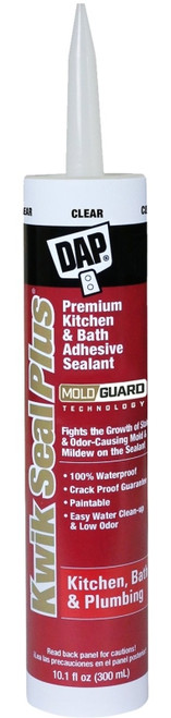 DAP KWIK SEAL PLUS 18516 Adhesive Sealant, Clear, 24 hr Curing, -20 to 150 deg F, 10.1 oz Tube [SKU: ORG1703032]