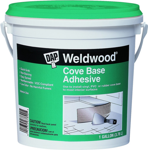 WELDWOOD 25054 Cove Base Adhesive, Off-White, 1 gal Can [SKU: ORG8505679]