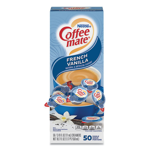 Liquid Coffee Creamer, French Vanilla, 0.38 oz Mini Cups, 50/Box [SKU: NES35170BX]