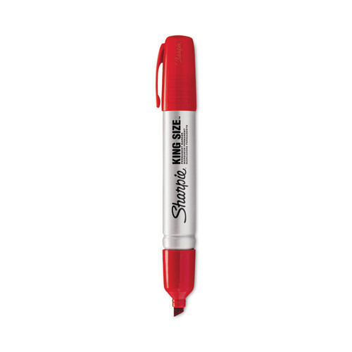 King Size Permanent Marker, Broad Chisel Tip, Red, Dozen [SKU: SAN15002]