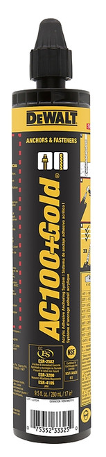 DeWALT AC100+ Gold 8478SD-PWR Vinylester Adhesive Anchoring System, Paste, 10 oz Cartridge, Quik-Shot Cartridge [SKU: ORG4593414]
